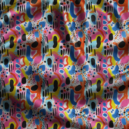 Premium Whimsical Abstract Colorplay Melange uSoft Satin Printed Fabric