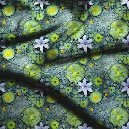 Elite Aquatic Floral Bloom Essence Soft Crepe Printed Fabric