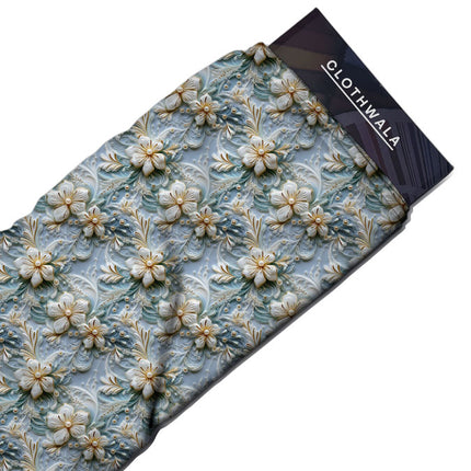 Bestseller Gilded Floral Petal Cascade Soft Crepe Printed Fabric