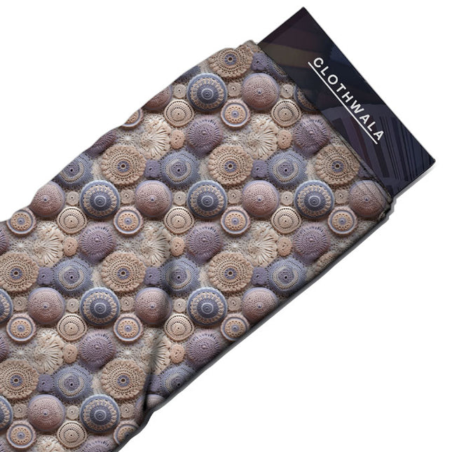 Hotpick Lacy Lace Patterns Circles Soft Crepe Printed Fabric