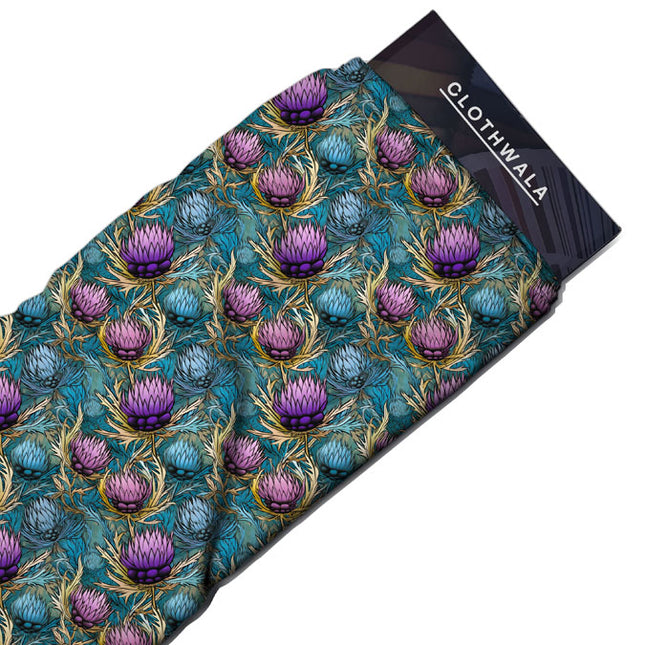 Hotpick Floral Thistle Harmony Soft Crepe Printed Fabric