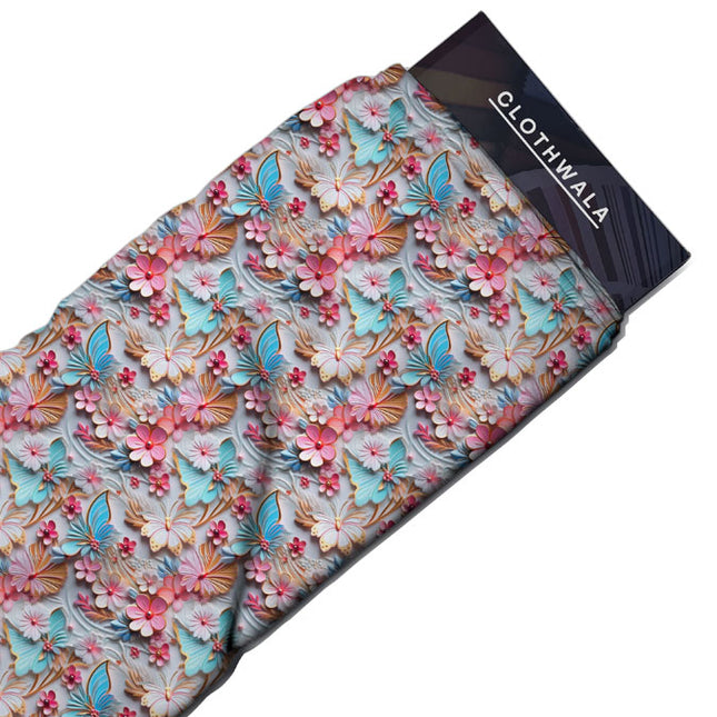 Trendy Tropical Floral Charm uSoft Satin Printed Fabric