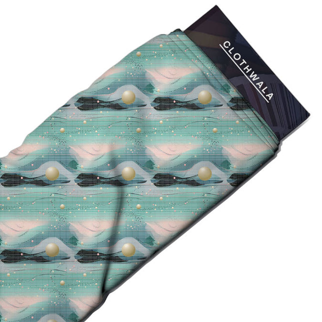 Exclusive Pearl Abstract Grid Fantasy Soft Crepe Printed Fabric