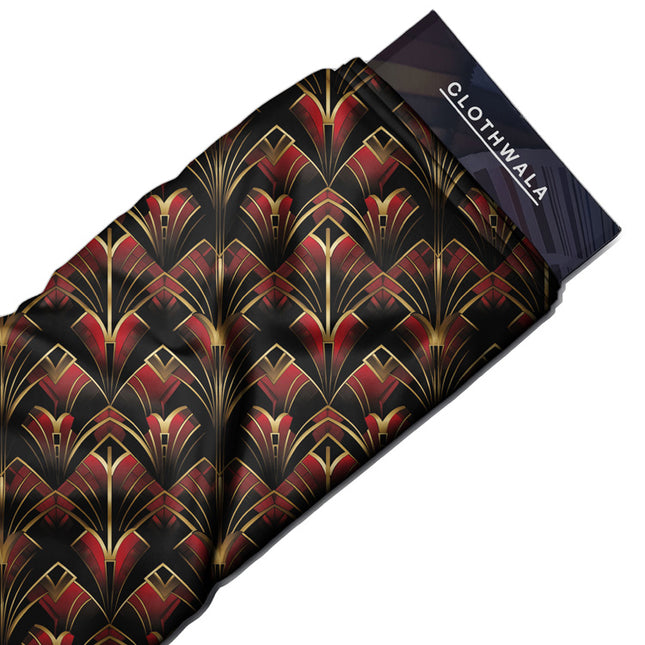 Trendy Ruby Geometric Deco uSoft Satin Printed Fabric