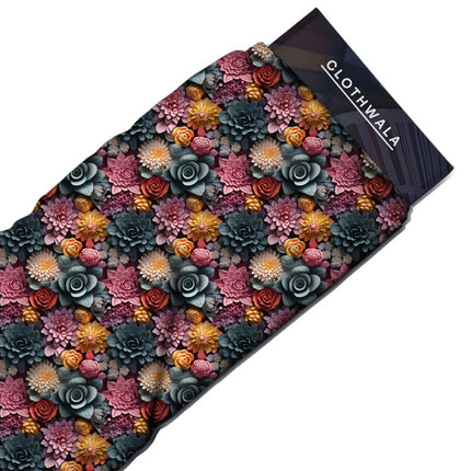 Exclusive Midnight Floral Gala Soft Crepe Printed Fabric