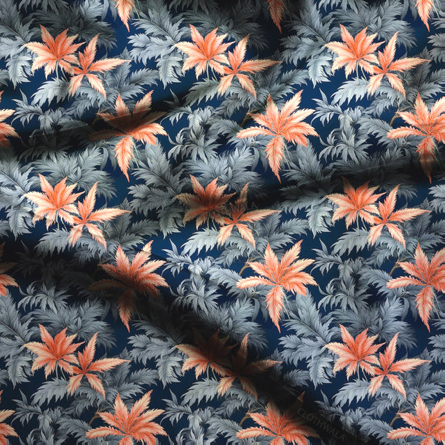 Exclusive Sunset Botanical. Palm Silhouettes Soft Crepe Printed Fabric