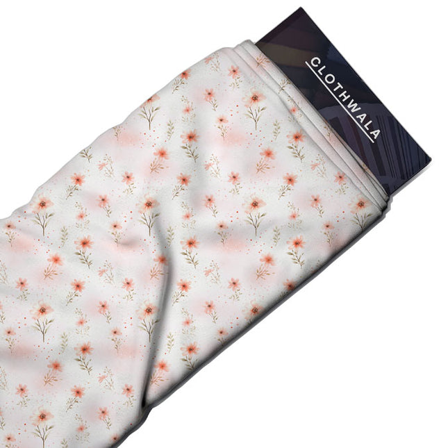 Hotpick Peach Floral Whisper uSoft Satin Printed Fabric