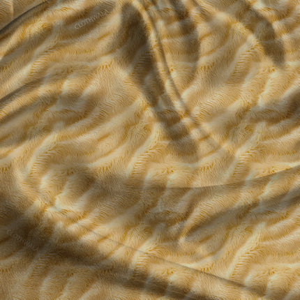 Must-Have Golden Abstract Dune Waves uSoft Satin Printed Fabric