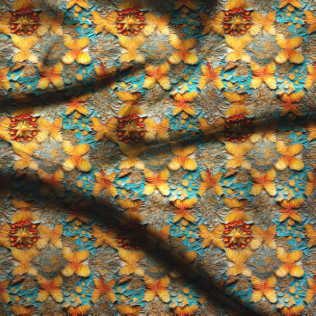 Exclusive Sunflower Floral Serenade Soft Crepe Printed Fabric
