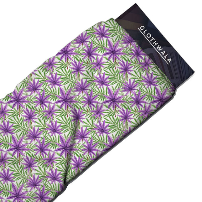 Hotpick Purple Botanical Elegance Passion Flora uSoft Satin Printed Fabric