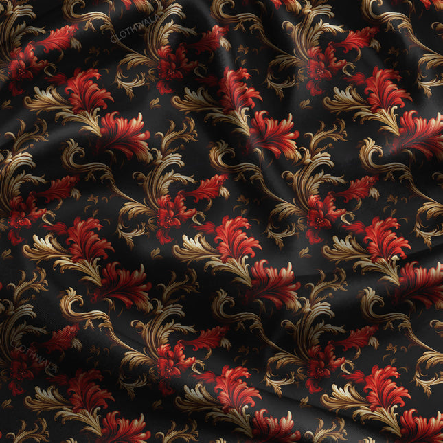 Luxury Floral Royal Flourish uSoft Satin Printed Fabric