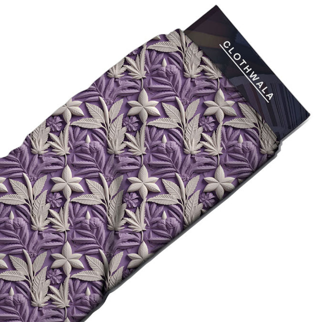 Latest Lavender Botanical Leaf Soft Crepe Printed Fabric