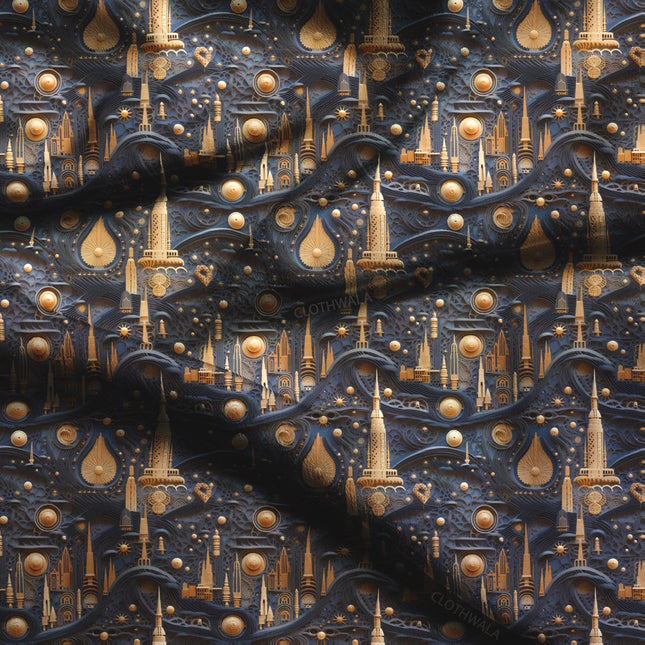 Premium Celestial Fantasy Dreams Soft Crepe Printed Fabric
