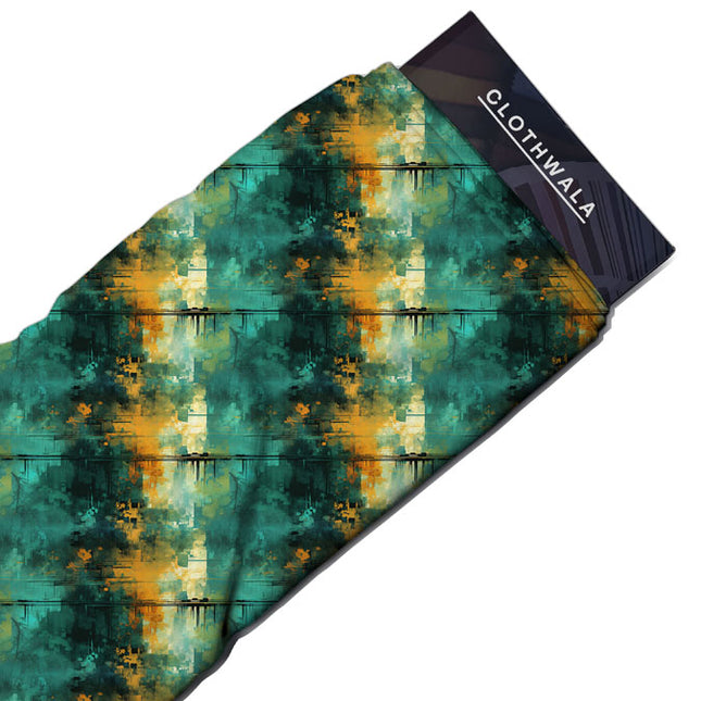Latest Aquatic Abstract Patina Mosaic Soft Crepe Printed Fabric