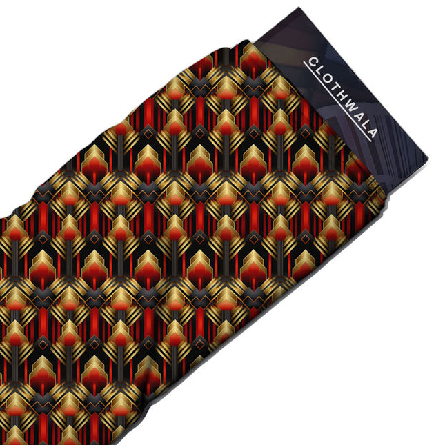 Premium Geometric - Vintage Glam Art Deco Fusion Soft Crepe Printed Fabric