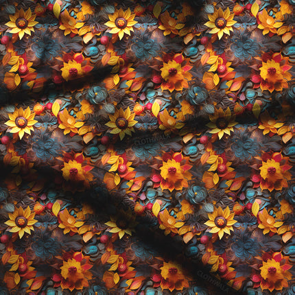Exclusive Floral Autumn's Embrace Soft Crepe Printed Fabric