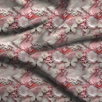 Luxury Crimson Floral Chiffon Soft Crepe Printed Fabric