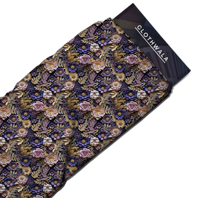 Latest Regal Floral Mosaic Soft Crepe Printed Fabric