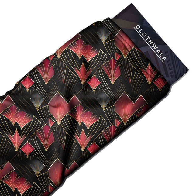 Trendy Ruby Geometric Chevron uSoft Satin Printed Fabric