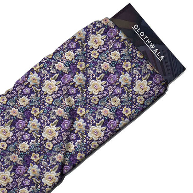 Latest Vintage Floral Petal Soft Crepe Printed Fabric