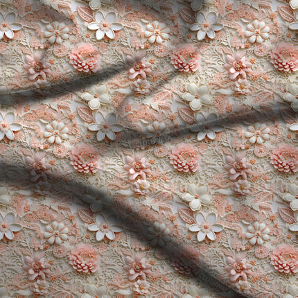 Must-Have Floral Blush Lace Soft Crepe Printed Fabric