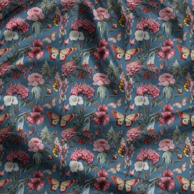 Luxury Garden Botanical Gala uSoft Satin Printed Fabric