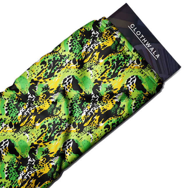 Latest Jungle Animal Print Graffiti Burst uSoft Satin Printed Fabric