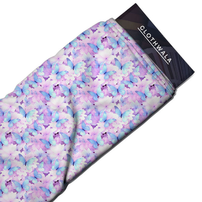 Luxury Pastel Whimsical Nature Flutter uSoft Satin Printed Fabric