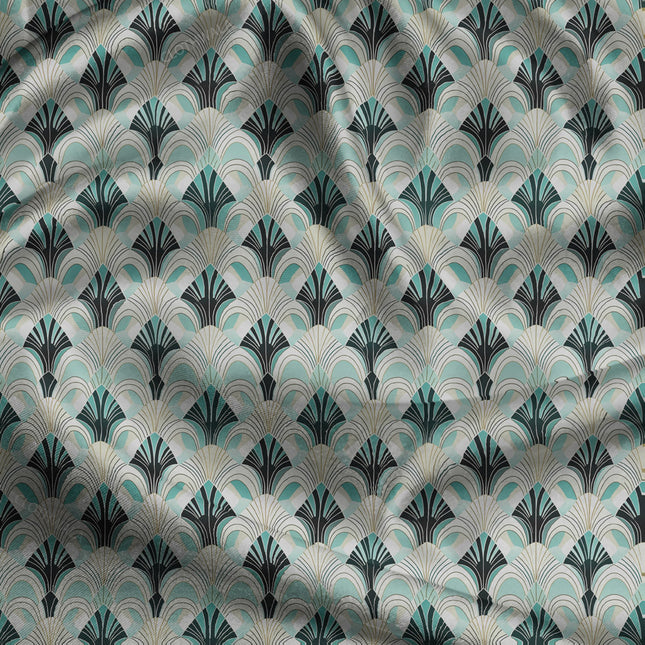 Premium Feather Art Deco Elegance uSoft Satin Printed Fabric
