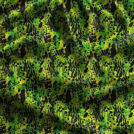 Trendy Electric Abstract Jungle Drip uSoft Satin Printed Fabric