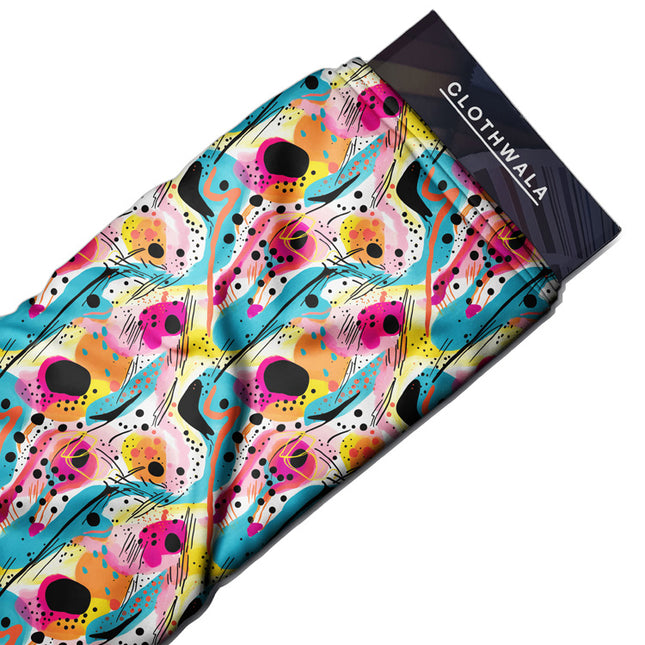 Bestseller Retro Abstract Rhythm Fiesta uSoft Satin Printed Fabric