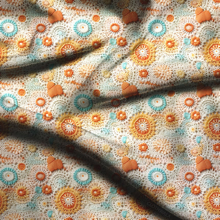 Hotpick Coral Floral Reef Mandala Soft Crepe Printed Fabric