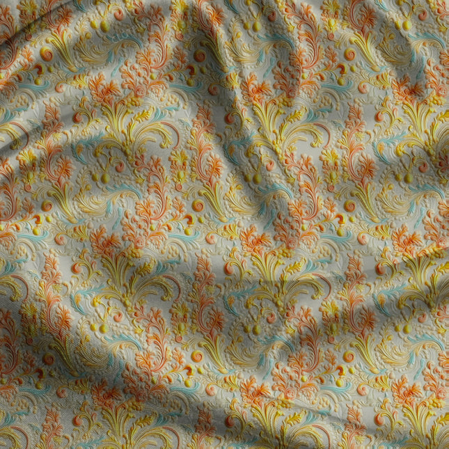 Luxury Autumn Floral Baroque uSoft Satin Printed Fabric