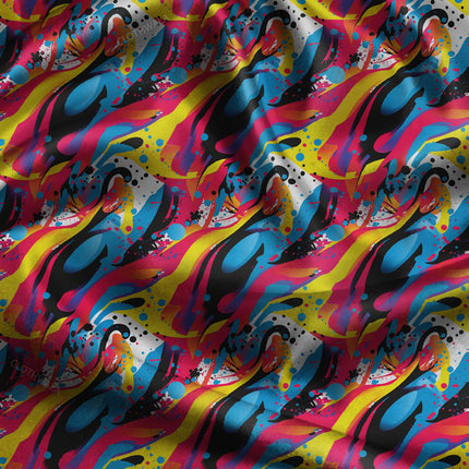 Trendy Rhythmic Abstract Rave uSoft Satin Printed Fabric