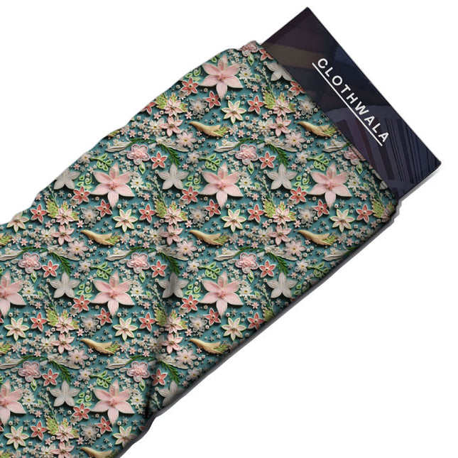 Elite Springtime Floral Sonata Soft Crepe Printed Fabric