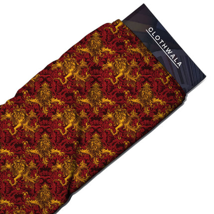 Latest Crimson Baroque Mane Elegance Soft Crepe Printed Fabric