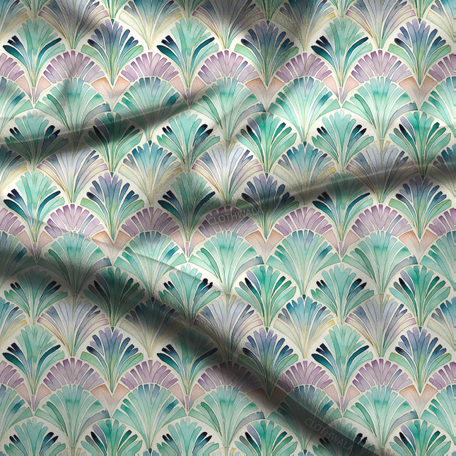 Premium Seashell Nautical Serenade Soft Crepe Printed Fabric