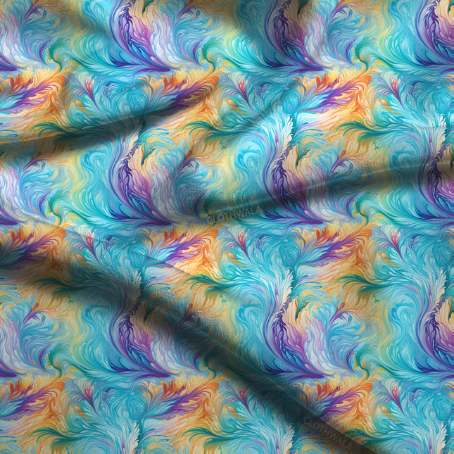 Premium Abstract Swirl Fantasy Soft Crepe Printed Fabric