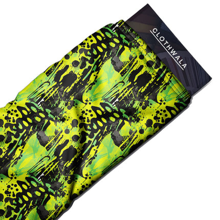Trendy Neon Abstract Jungle uSoft Satin Printed Fabric