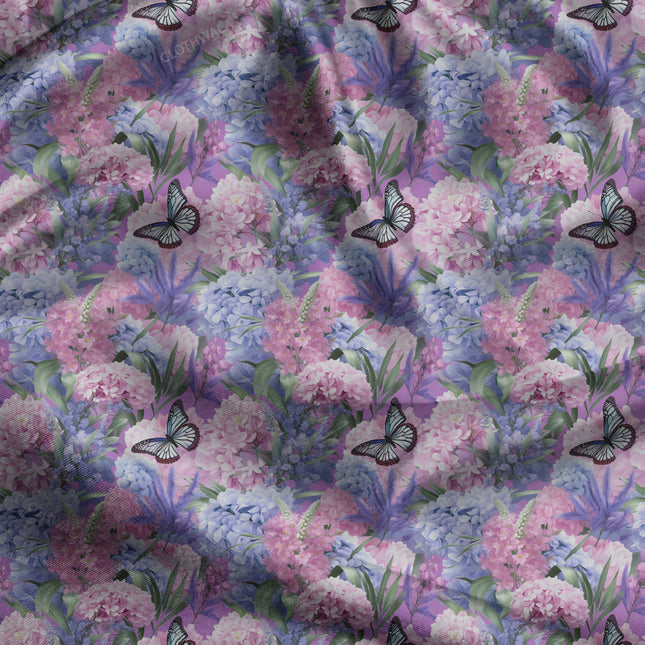 Luxury Hydrangea Botanical Bliss Harmony uSoft Satin Printed Fabric