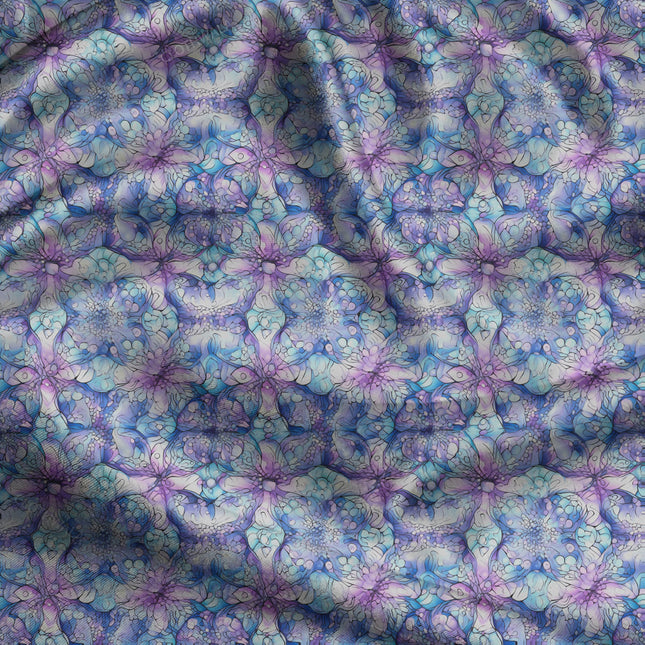 Luxury Enchanted Floral Midnight uSoft Satin Printed Fabric