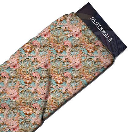 Must-Have Blush Baroque Twist Soft Crepe Printed Fabric