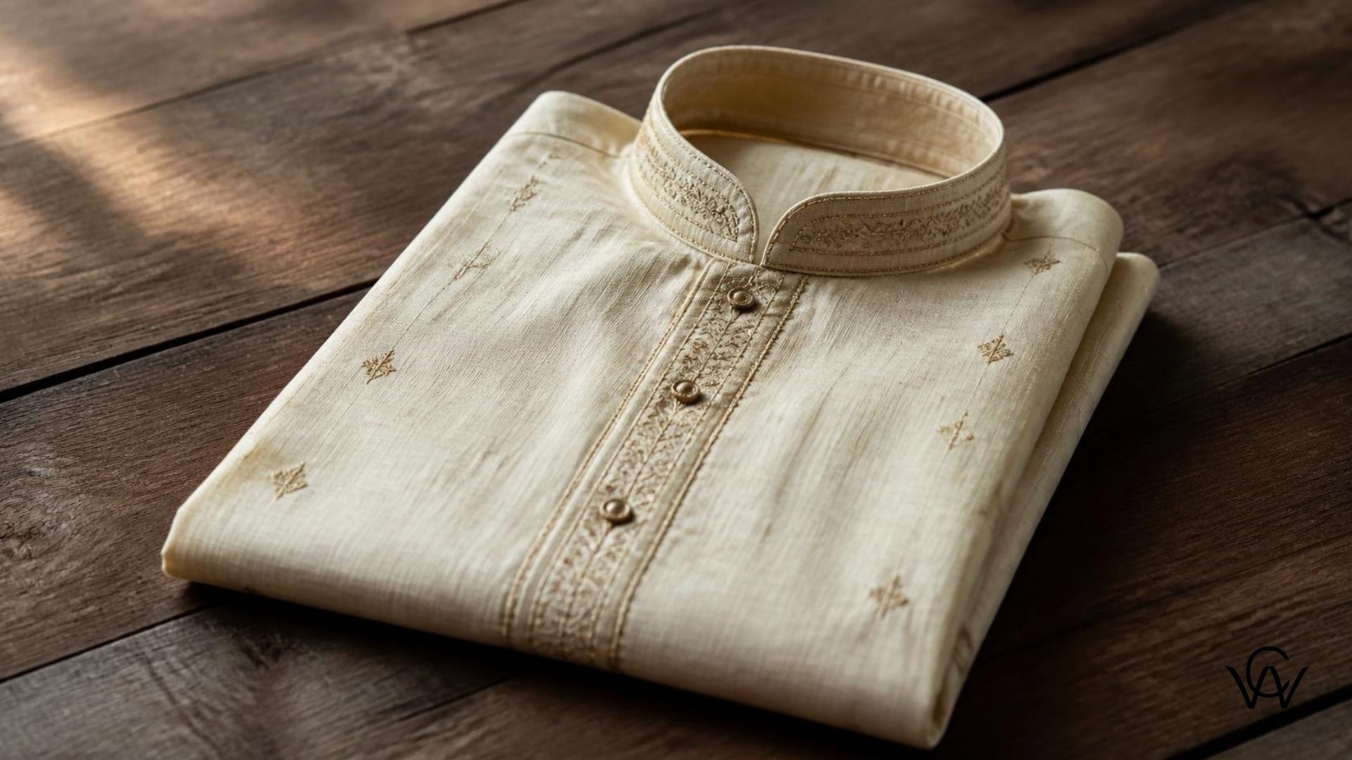 Folded traditional Indian kurta fabric showcasing ideal drape and texture for Clothwala kurta fabric guide