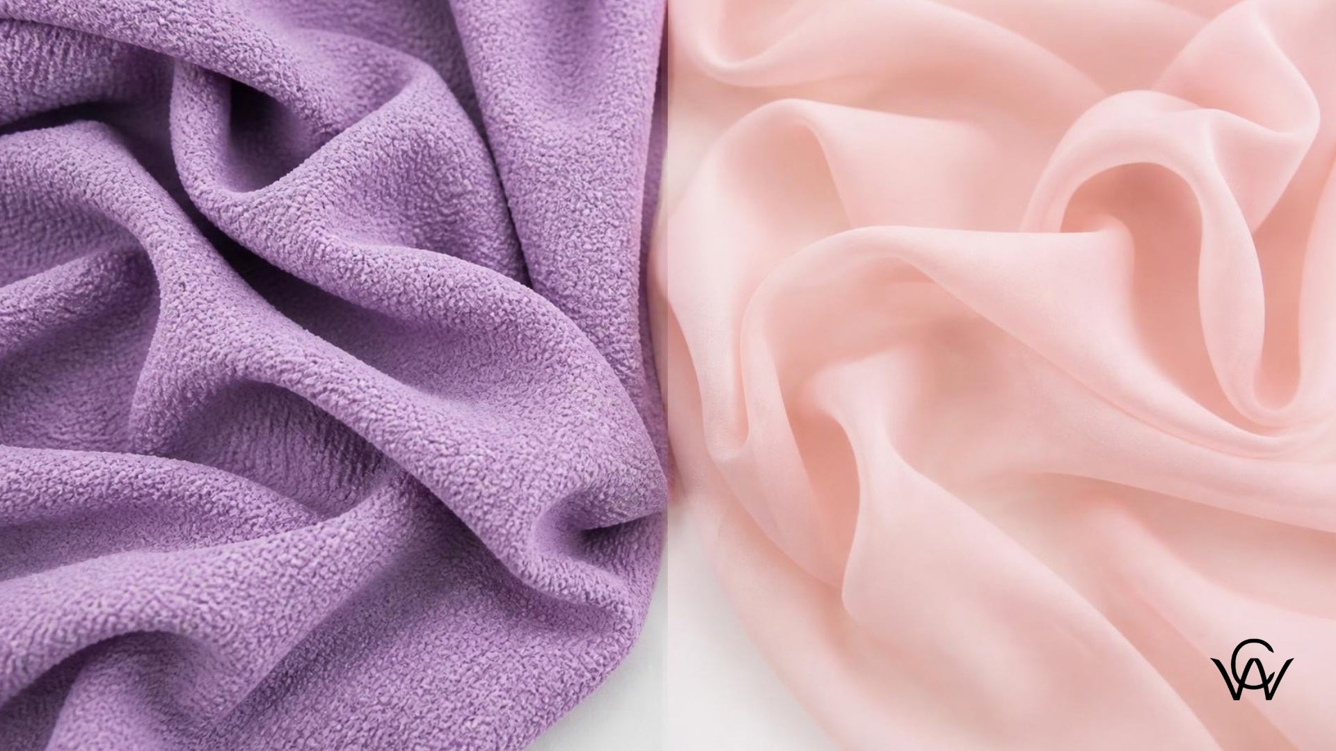 Georgette fabric (left) and chiffon fabric (right) side by side texture comparison - Clothwala fabric photography