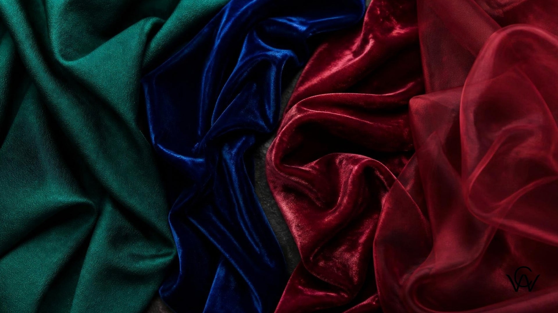 2026 fabric trends jewel tone crepe, velvet and organza swatches - Clothwala fabric photography