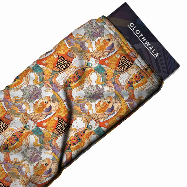 Ochre Ethnic Digital Print Fabric | Saree Anarkali Blouse - Image 2