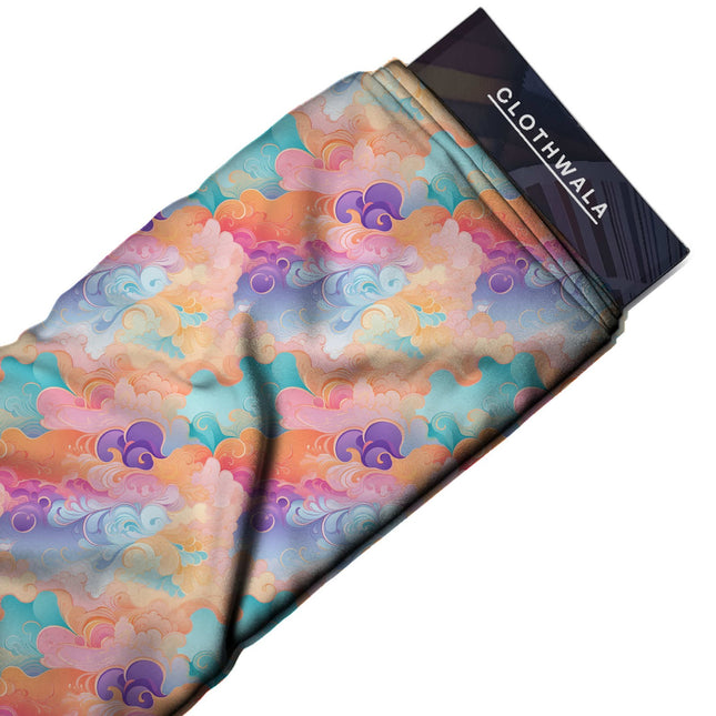 Sky Blue Floral Digital Print Fabric | Kaftan Co-Ord Dress - Image 2