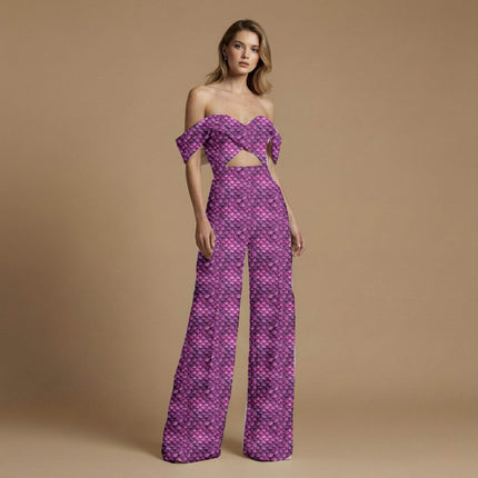 Deep Magenta Floral Digital Print Fabric | Gown - Image 3