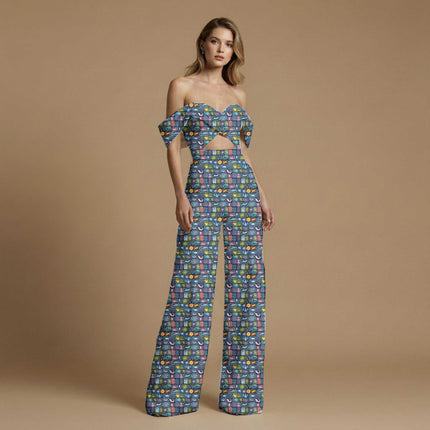 Teal Other Digital Print Fabric | Kurti Co-Ord Dress - Image 3