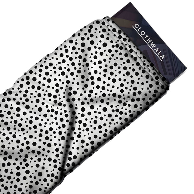 Black Polka Digital Print Fabric | Saree Kurti Blouse - Image 2